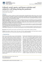Cultural, social, sports, and leisure activities and subjective well-being during the pandemic